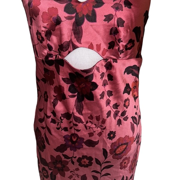 NWT House of Harlow 1960 Pink Floral Satin Midriff Cutout Slip Midi Dress - M - Picture 4 of 12